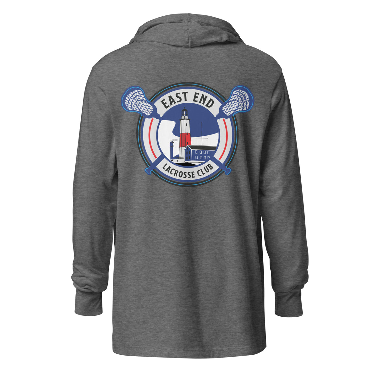 Grey Triblend: East End Coastal Hoodie back view