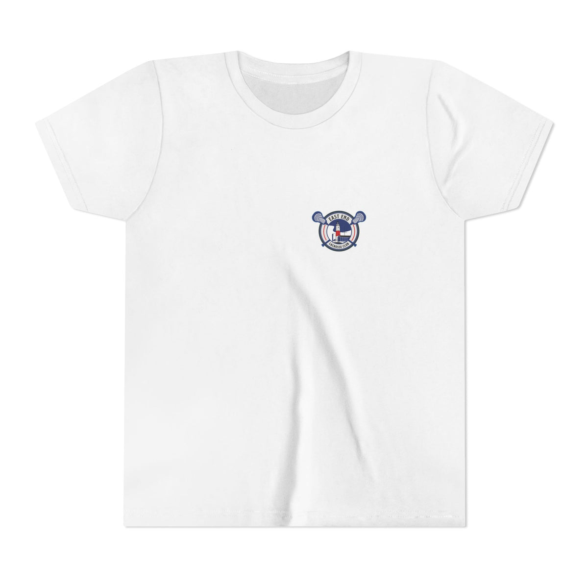 White: Youth East End Pizza Lacrosse Tee front view