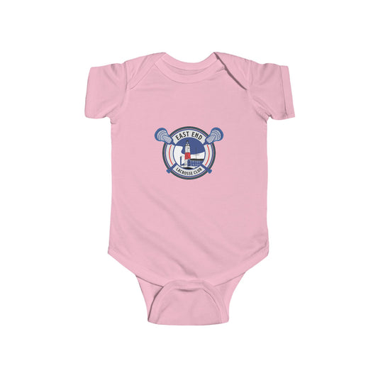 Pink: Pink Rookie Onesie front view with Lighthouse Crest