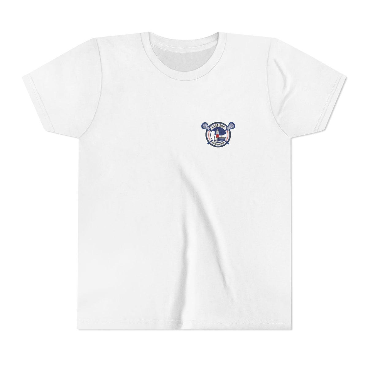 White: Youth East End Pizza Lacrosse Tee front view