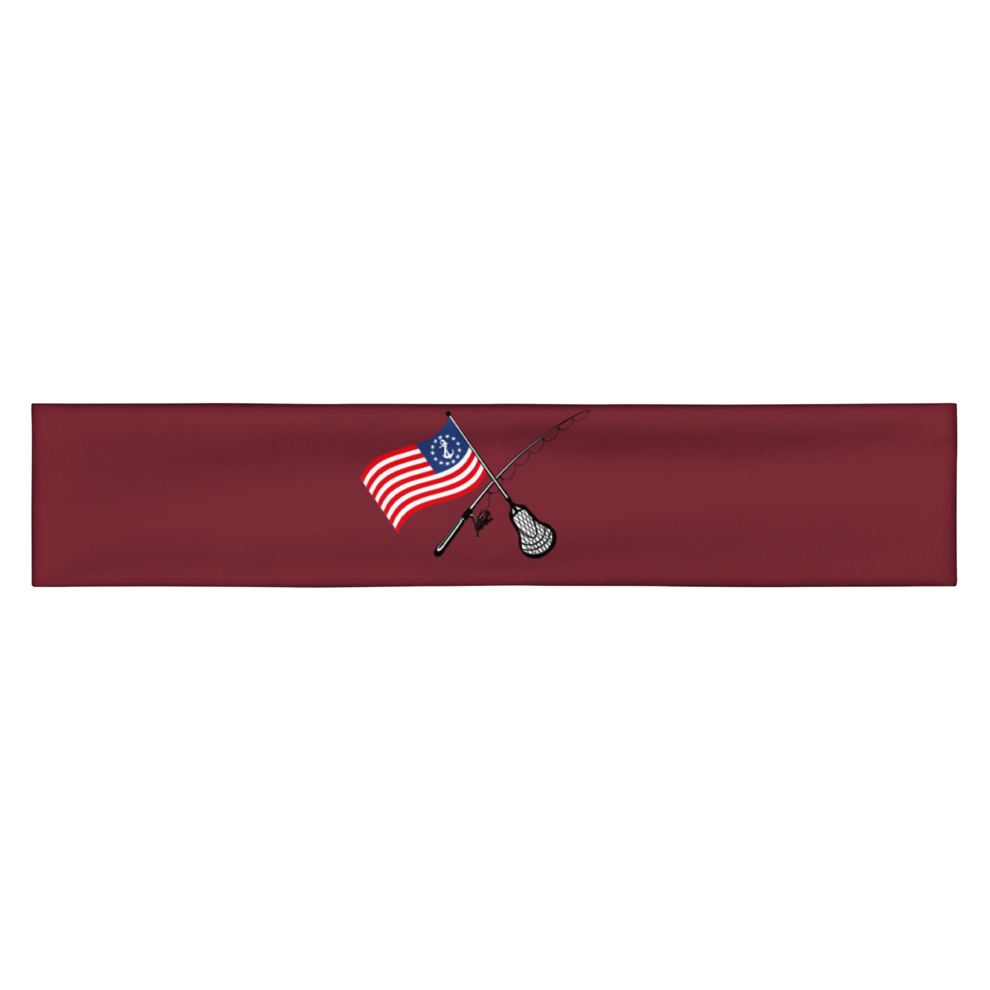 Maroon: East End Performance Headband straight-on front view with Fishing mark