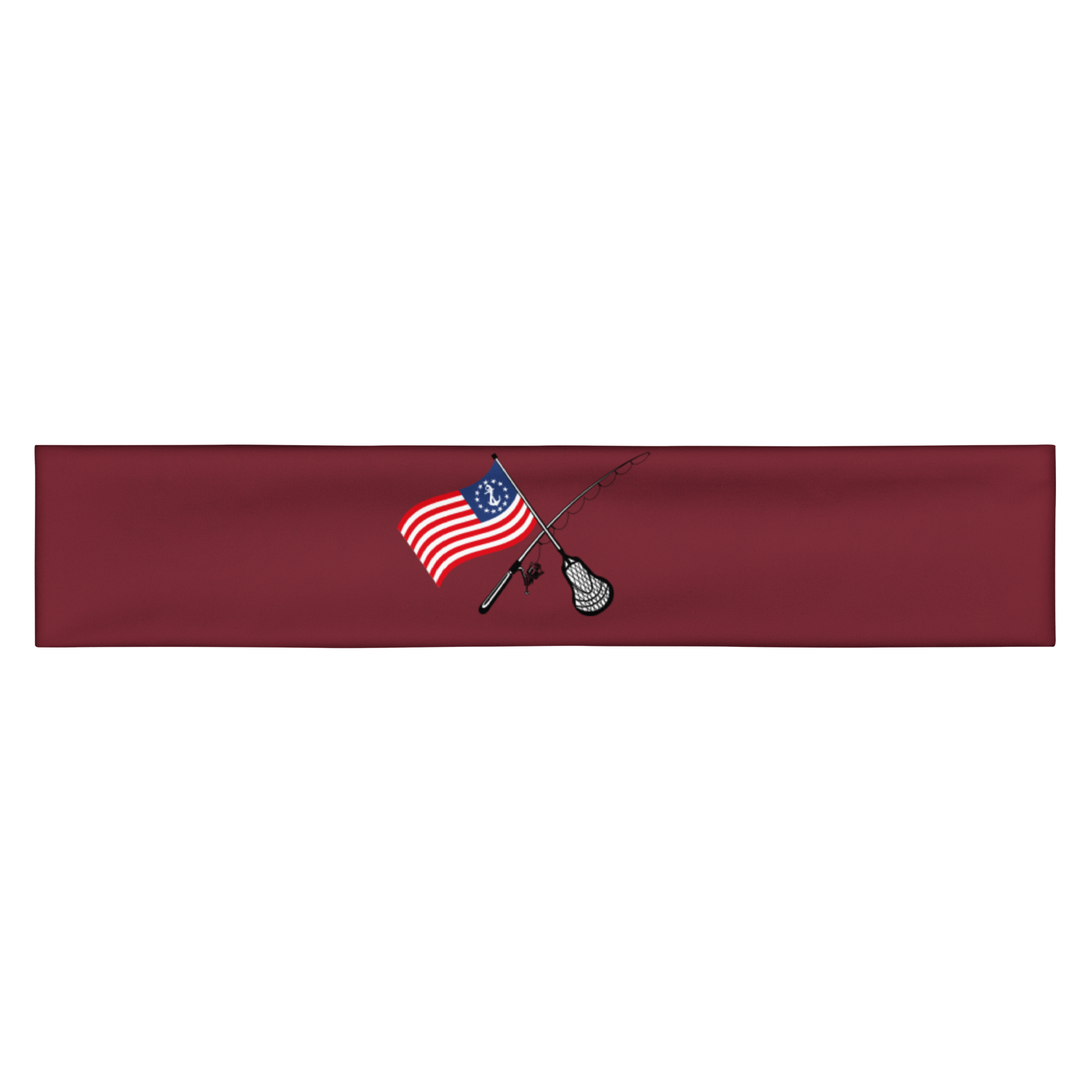 Maroon: East End Performance Headband straight-on front view with Fishing mark