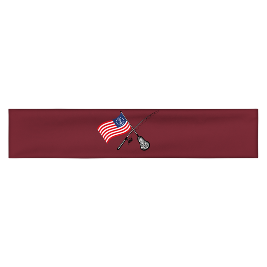 Maroon: East End Performance Headband straight-on front view with Fishing mark
