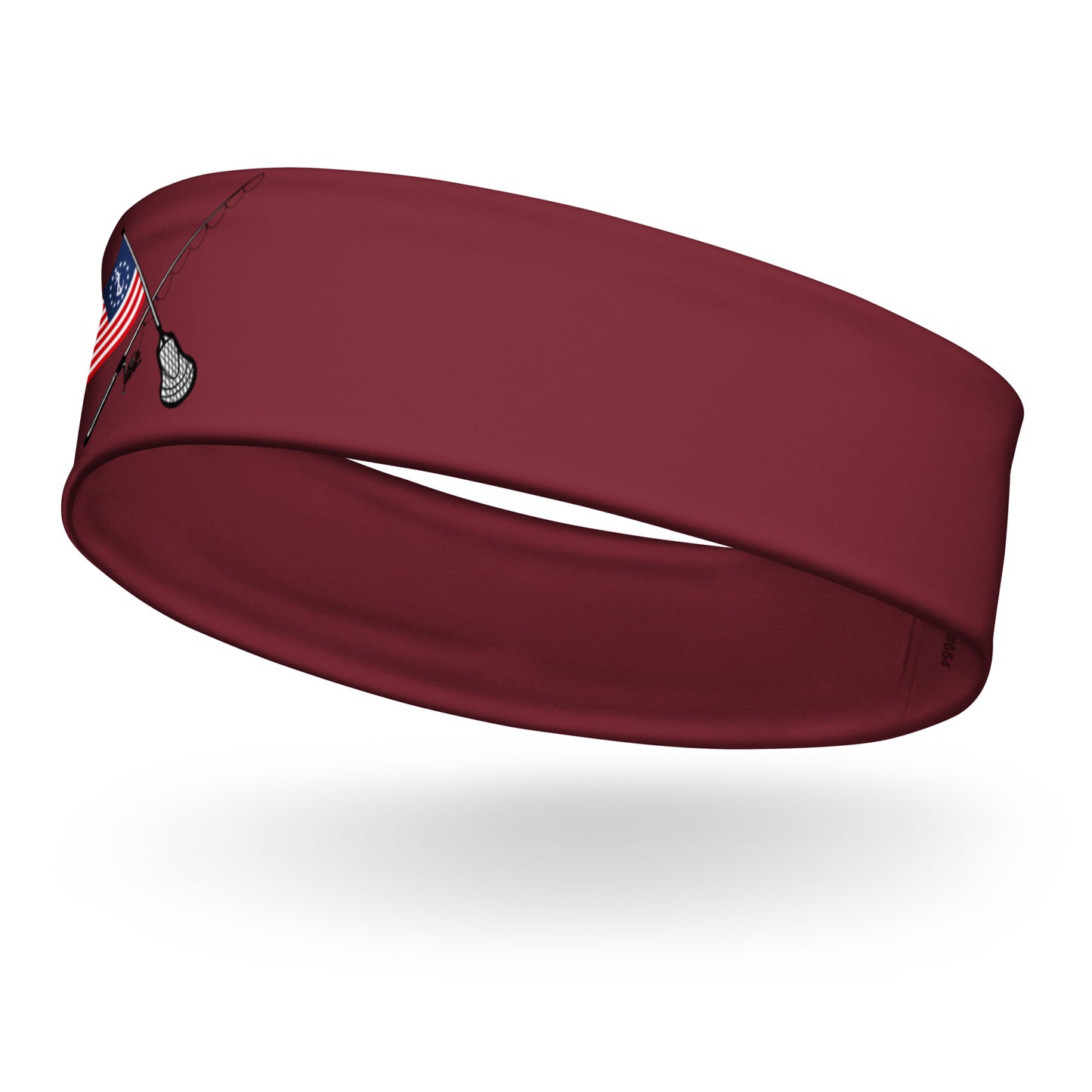 Maroon: East End Performance Headband left-front three-quarter view with Fishing mark