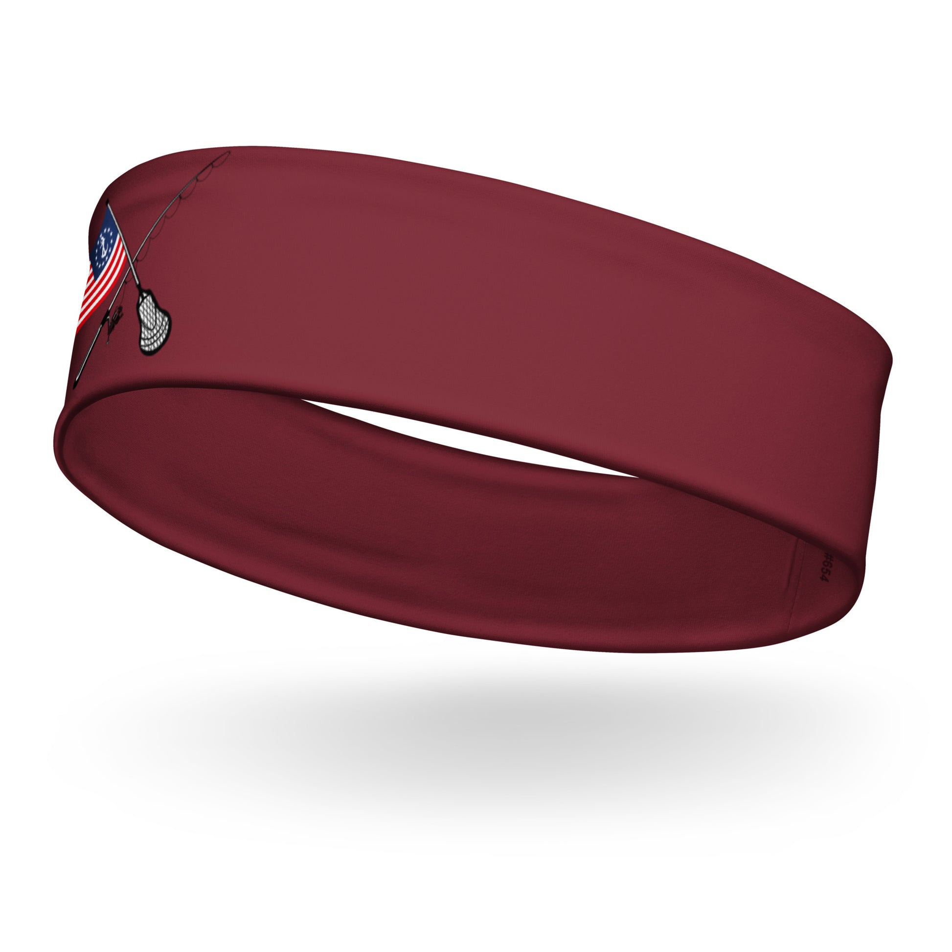 Maroon: East End Performance Headband left-front three-quarter view with Fishing mark