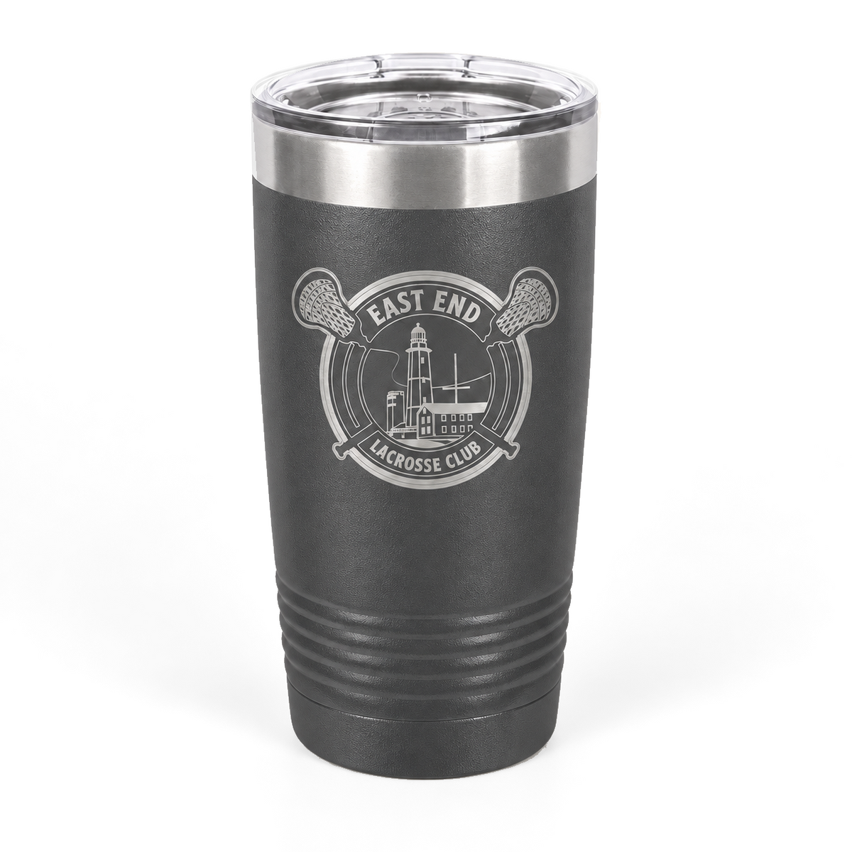 Iron Gray: East End Insulated Tumbler with engraved Lighthouse Crest